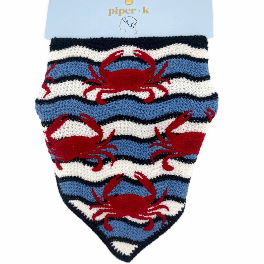 Piper K Crochet Lobster Head Scarf Red White Blue